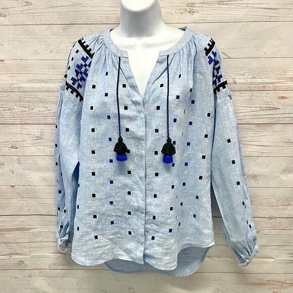 March Eleven linen embroidered blouse - Picture 1 of 9